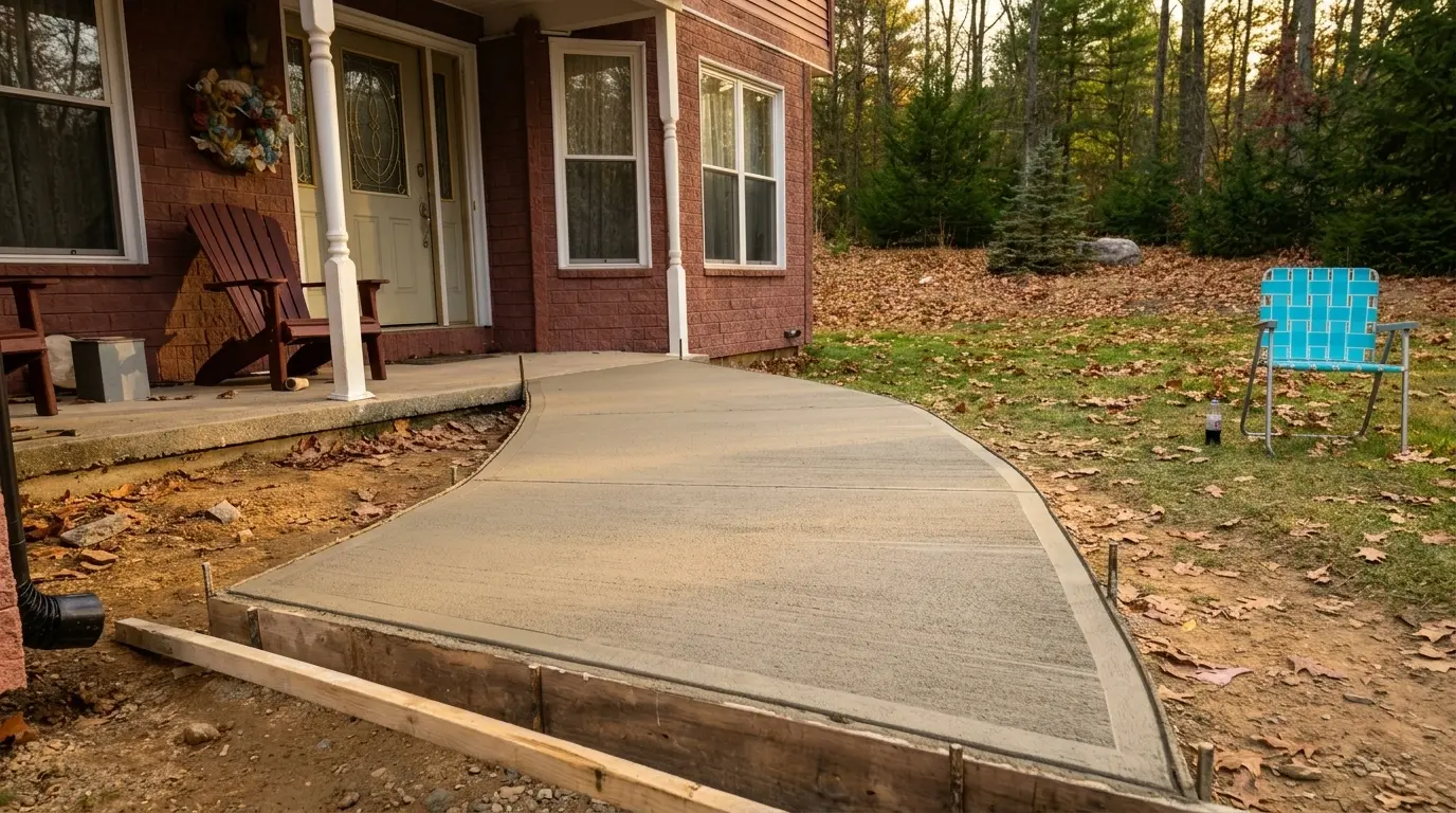 New residential concrete walkway installed by VP Construction